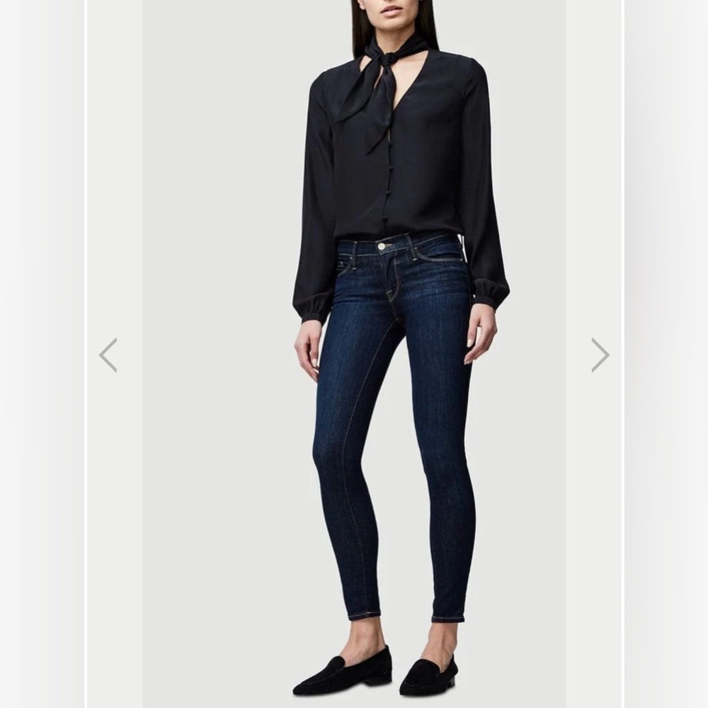 Frame Le Skinny De Jeanne Skinny Jeans Mid Rise Queens Way Dark Wash Blue 25